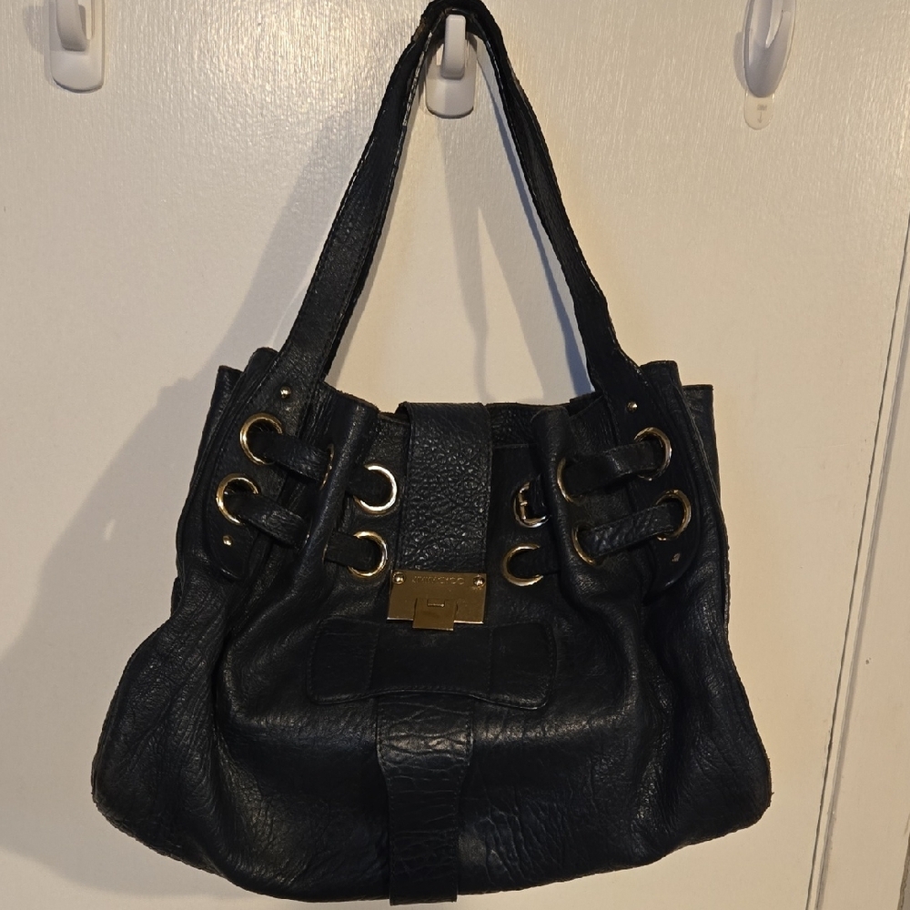 Jimmy Choo Blue and Gold Shoulder Bag